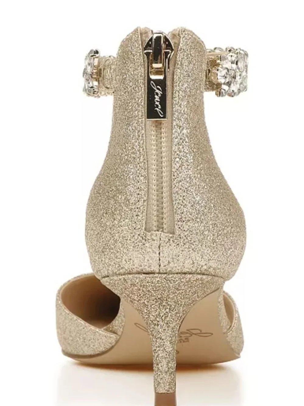 Jewel Badgley Mischka Robles Gold Glitter Embellished Ankle Strap Heels Size 5 N